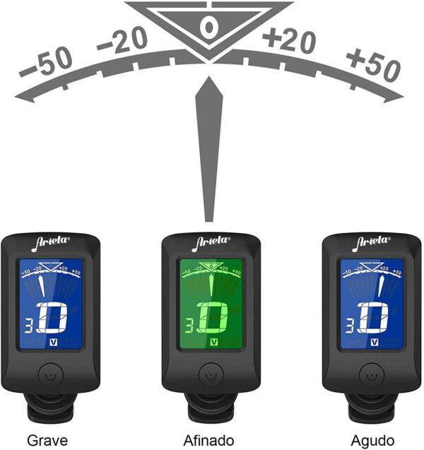 Afinador de Guitarra/Bajo. Afinador Digital con Clip para Guitarra Acústica, Eléctrica, Bajo, Violín y Ukelele. Sintonizador Eléctrico. Guitar/Electric Guitar/Bass Tuner