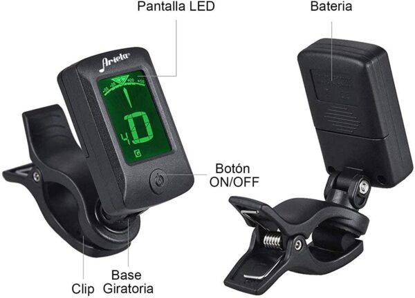 Afinador de Guitarra/Bajo. Afinador Digital con Clip para Guitarra Acústica, Eléctrica, Bajo, Violín y Ukelele. Sintonizador Eléctrico. Guitar/Electric Guitar/Bass Tuner